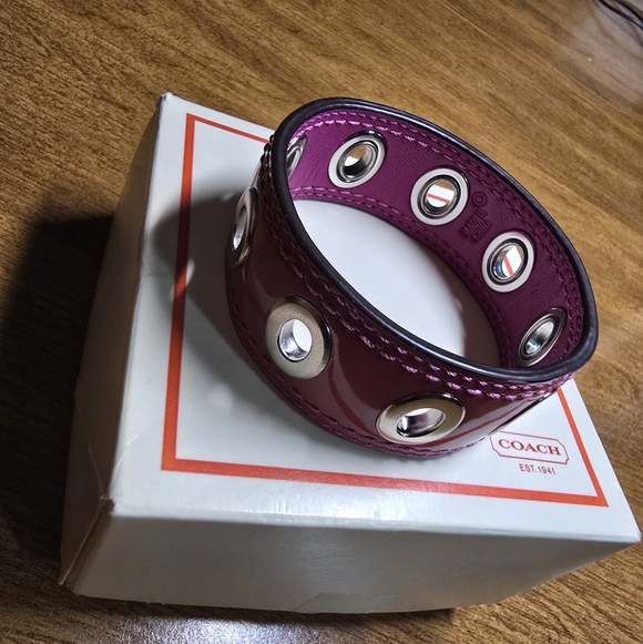 Coach Leather Grommet Bangle Bracelet | Statement Style | New - Picture 6 of 6
